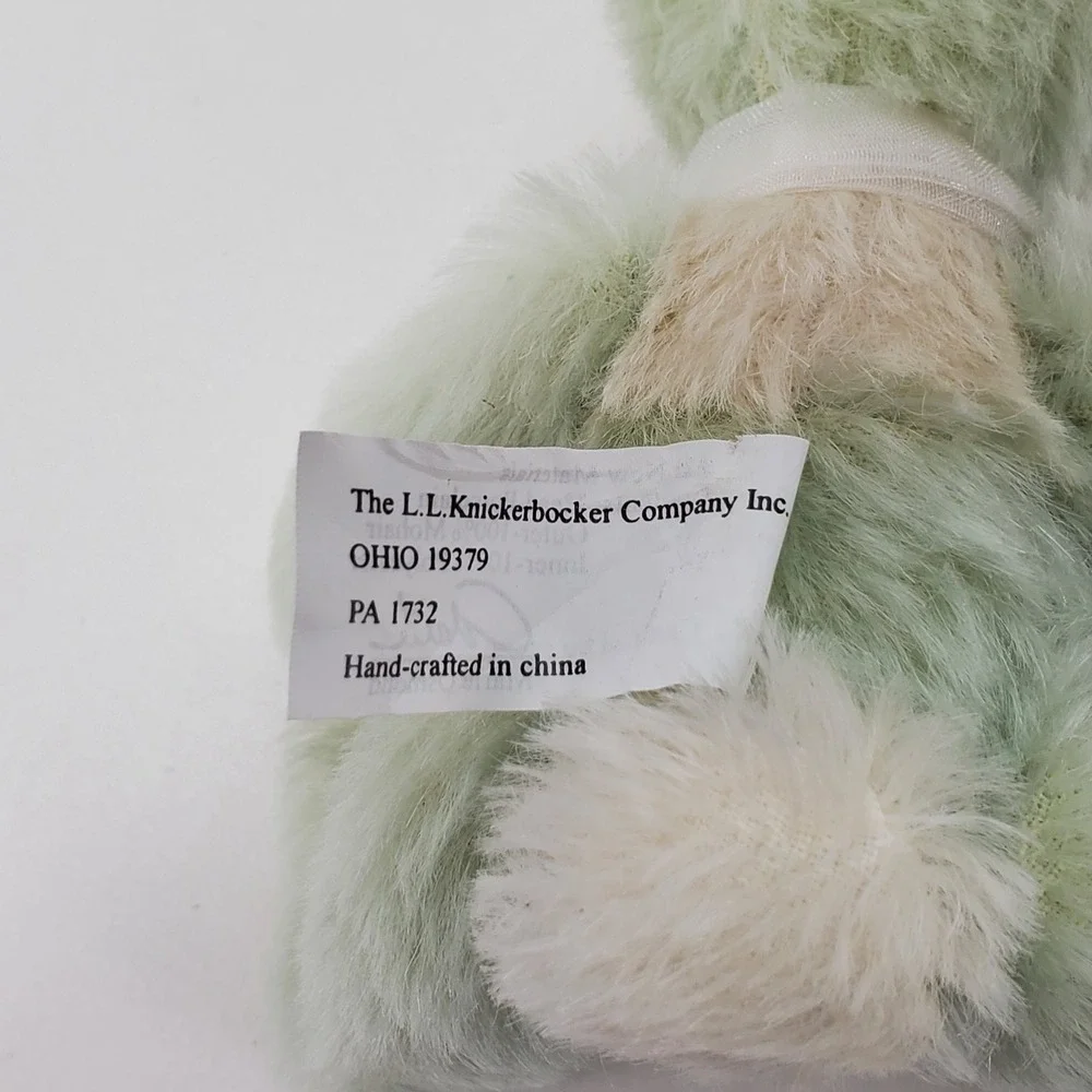 Marie Osmond Porcelain Bunny Doll Mint Green Mohair‎ Knickerbocker 7 inch Seated